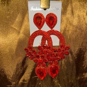 New Red Dangling Earrings Formal Wedding Prom Church Party